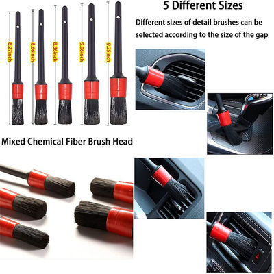 17pcs Red Drill Soft Brushes Set Car Detailing Brush per il lavaggio delle ruote degli pneumatici