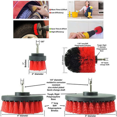 17pcs Red Drill Soft Brushes Set Car Detailing Brush per il lavaggio delle ruote degli pneumatici