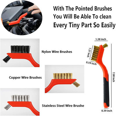 17pcs Red Drill Soft Brushes Set Car Detailing Brush per il lavaggio delle ruote degli pneumatici
