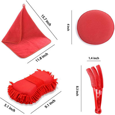 17pcs Red Drill Soft Brushes Set Car Detailing Brush per il lavaggio delle ruote degli pneumatici