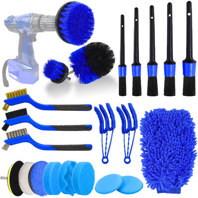 22 Pcs Kit dettaglio auto spazzole Set pulizia interna con auto trapano spazzola morbida attacco spugna lucidatura pad