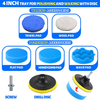 22 Pcs Kit dettaglio auto spazzole Set pulizia interna con auto trapano spazzola morbida attacco spugna lucidatura pad
