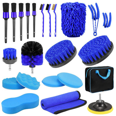 Kit di lavaggio auto 23 Pcs Auto dettaglio spazzola blu per le ruote Pulizia cruscotto