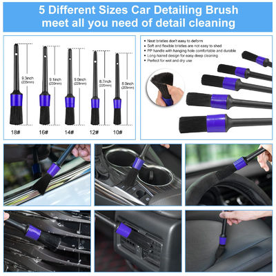 Kit di lavaggio auto 23 Pcs Auto dettaglio spazzola blu per le ruote Pulizia cruscotto
