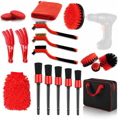 19pcs Set spazzole per dettagli auto con borsa da porta tutti gli scopi puliti per pulire interni, esterni