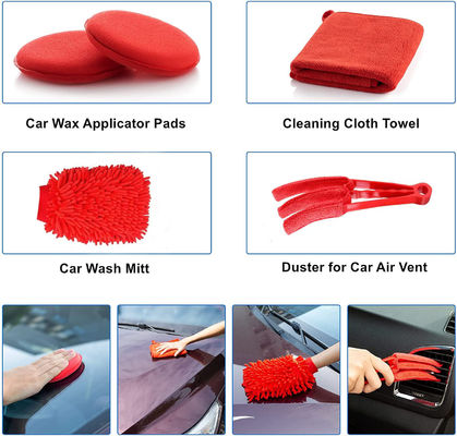 19pcs Set spazzole per dettagli auto con borsa da porta tutti gli scopi puliti per pulire interni, esterni