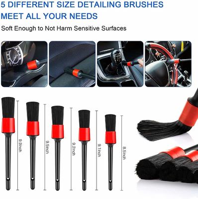 19pcs Set spazzole per dettagli auto con borsa da porta tutti gli scopi puliti per pulire interni, esterni