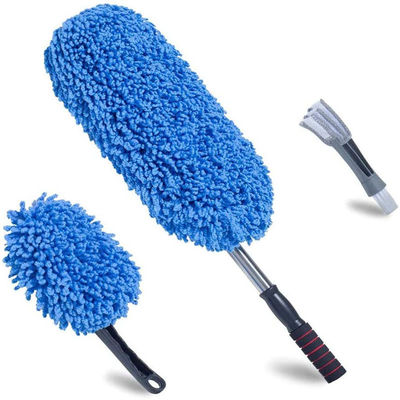 3Pcs Blu Soft Duster Car dettaglio spazzola Microfibra Legatura ruota spazzola con manico lungo
