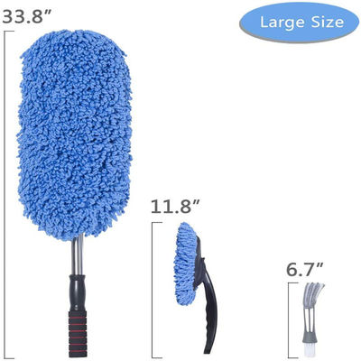 3Pcs Blu Soft Duster Car dettaglio spazzola Microfibra Legatura ruota spazzola con manico lungo