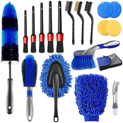 Pulizzatore per autoveicoli personalizzato, kit di spazzole, ruote, cruscotto, 19 pezzi
