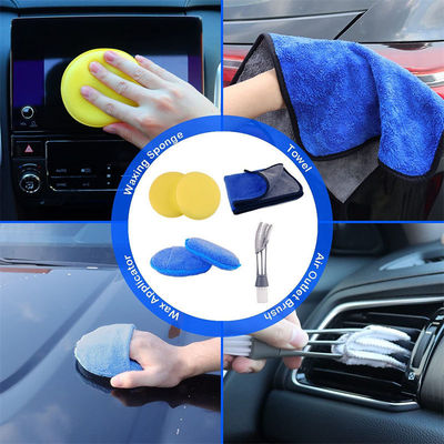 Pulizzatore per autoveicoli personalizzato, kit di spazzole, ruote, cruscotto, 19 pezzi