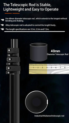7.5m batteria al litio pannello solare telescopico spazzola di pulizia doppia testa