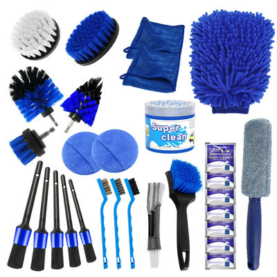 29 pcs Custom Logo Car Detailing Brush Set Con Disegno Ergonomico