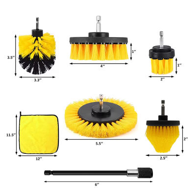 7pcs Color Giallo Pulizzatore per trivellazione Set spazzola Forno durevole per la pulizia dell' auto