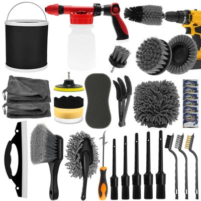 Applicazioni di pulizia a brido medio con materiale Pp 33pcs Set di spazzole per dettagli auto