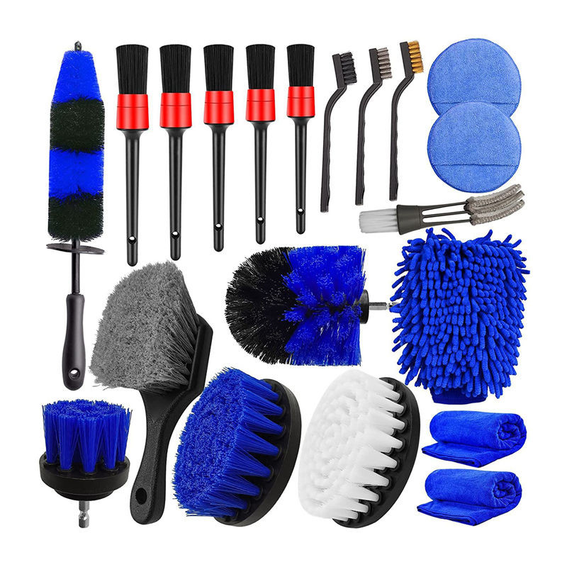 20pcs Car Wheel Tire Cleaning Brush Set Kit dettagliato Ruote Borsa di bordo dettagliato spazzole lavaggio