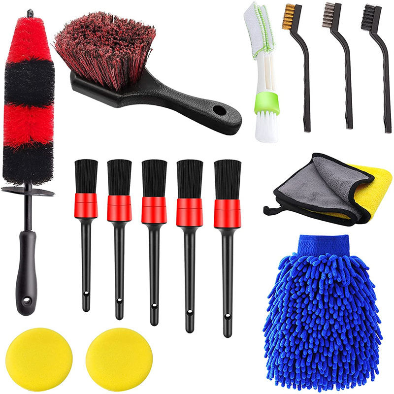 12PCS Auto Car Detailing Brush Vent Cleaner Tool Kit per pneumatici Dashboard interno esterno