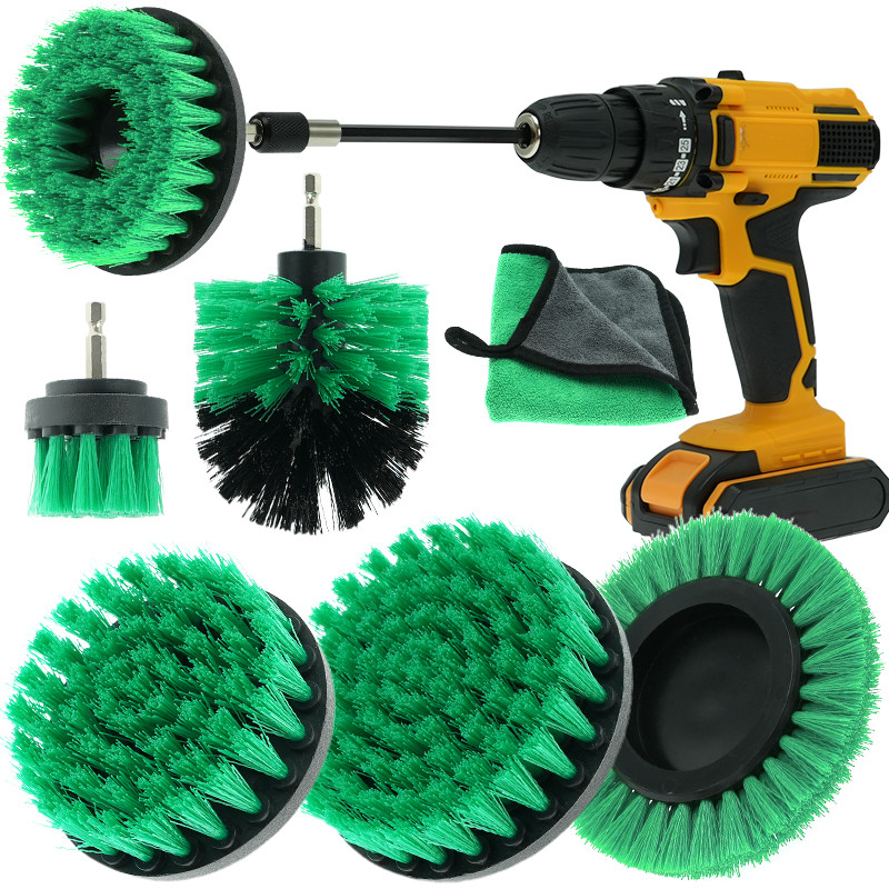7PC Pulizzatore per spazzole Foratura elettrica Foratura scrubber Attachment Spazzatrice di finestre pulizia di lacune