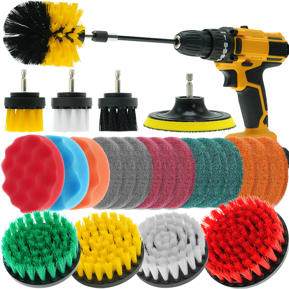 25 Pcs Perforazione spazzola di pulizia di potenza per le superfici del bagno vasca auto