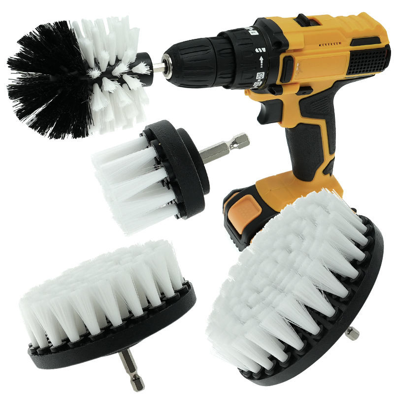 Bianco 2,5 pollici per la trivellazione della spazzola Power Scrubbing Brush Drill Attachment For Car Detailing