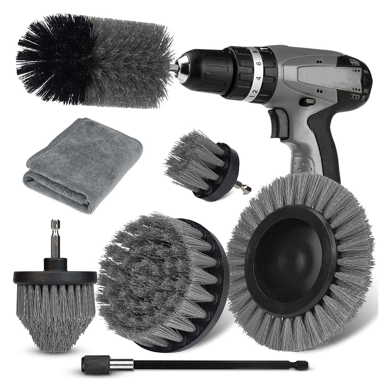 Grigio Stiro Spazzola Estensione Scrubber Cordless 9PC Custom