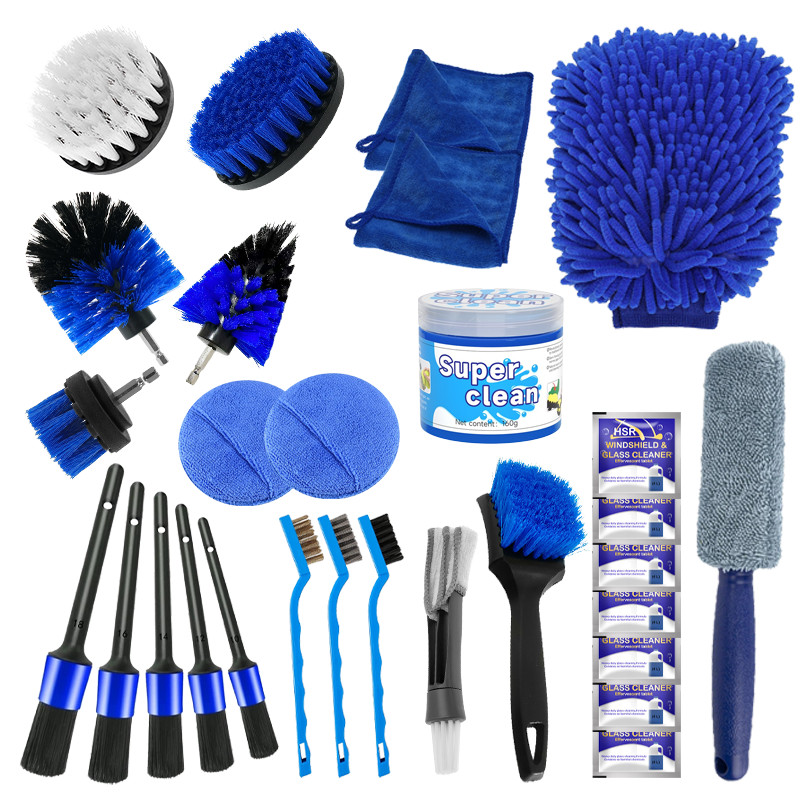 29 pcs Custom Logo Car Detailing Brush Set Con Disegno Ergonomico