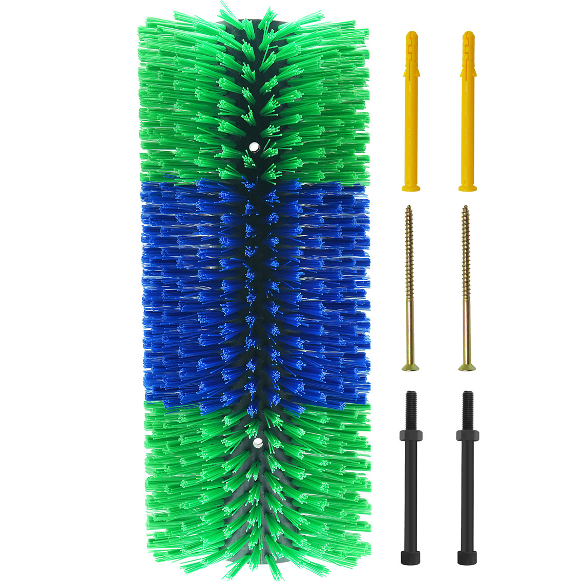Spazzola per mucche di colore verde e blu con materiale di nylon resistente all'usura per la pulizia della pelliccia di mucca