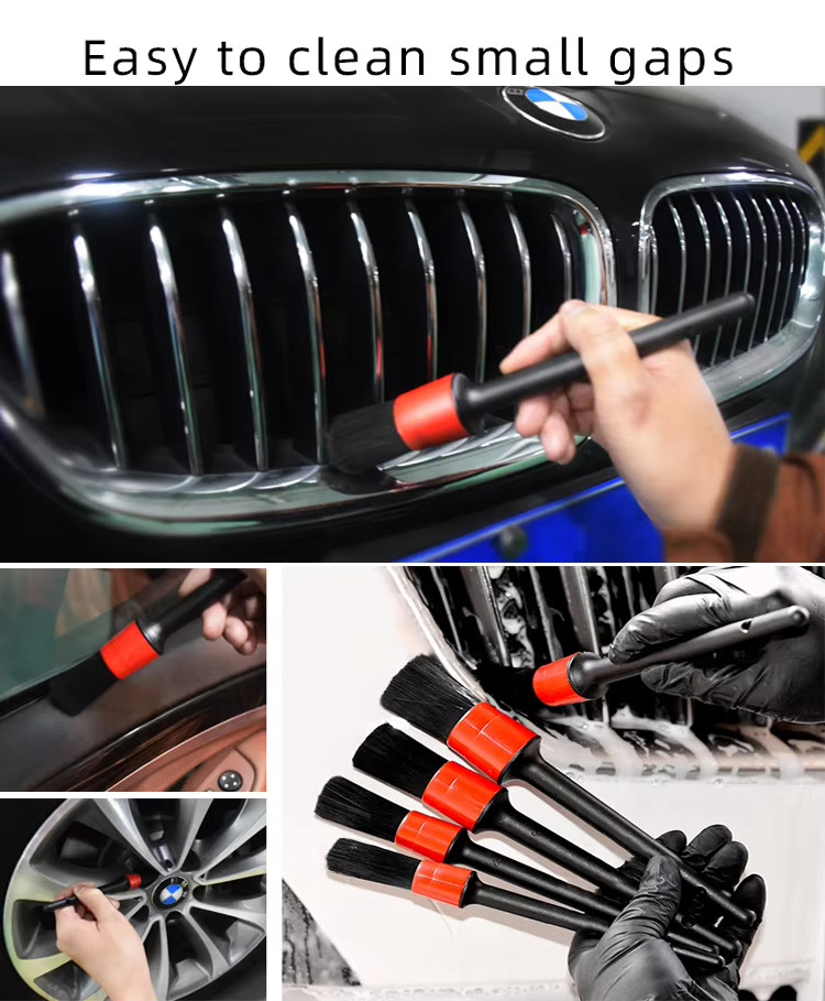 Spazzola di dettaglio per auto 5 pacchetto auto nero spazzola di dettaglio